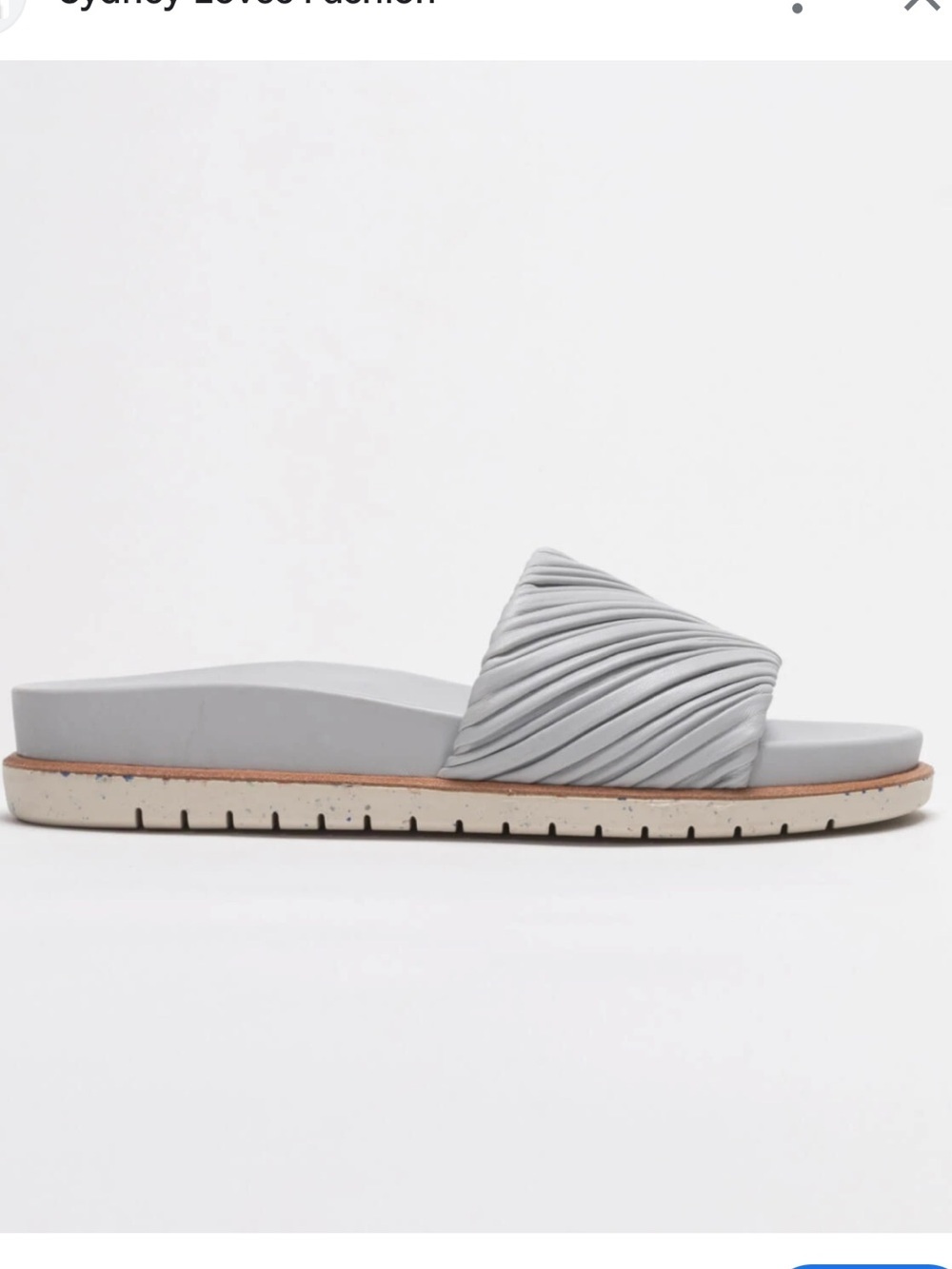 Oncept Athens Gray Ruched Leather Summer Slides Sandals Size 9